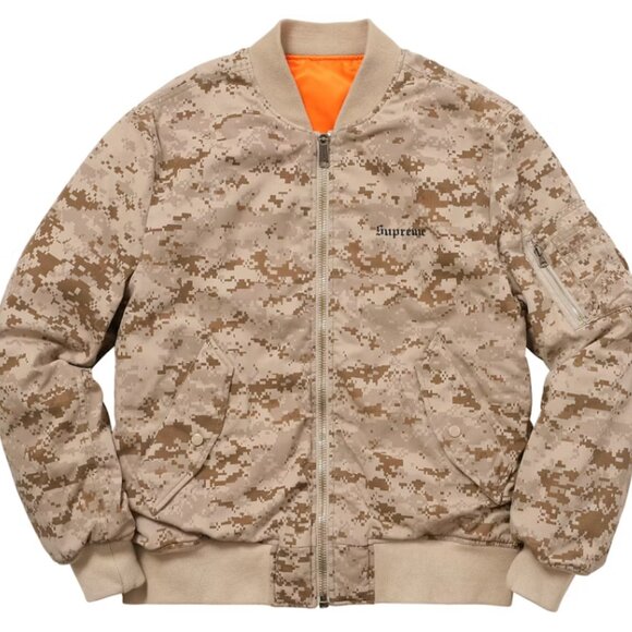 NEW Supreme Tan Digi Camo MA-1 Bomber Reversable Jacket L